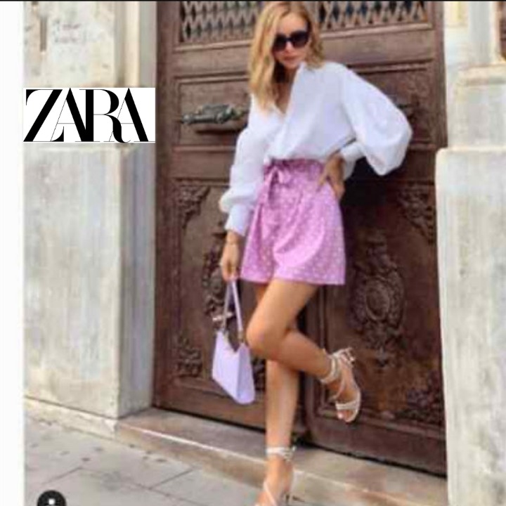 ZARA Polka dot Paperbag Shorts SKORT S