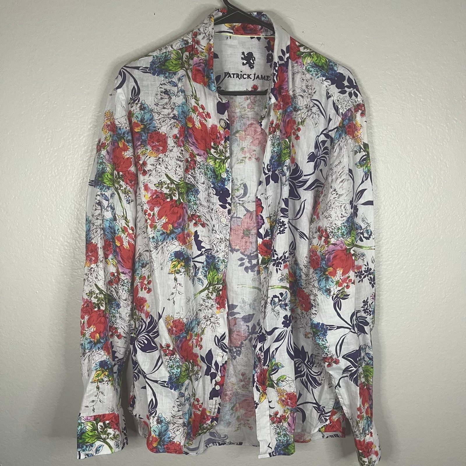 Patrick James Floral Linen Shirt - Sz Large
