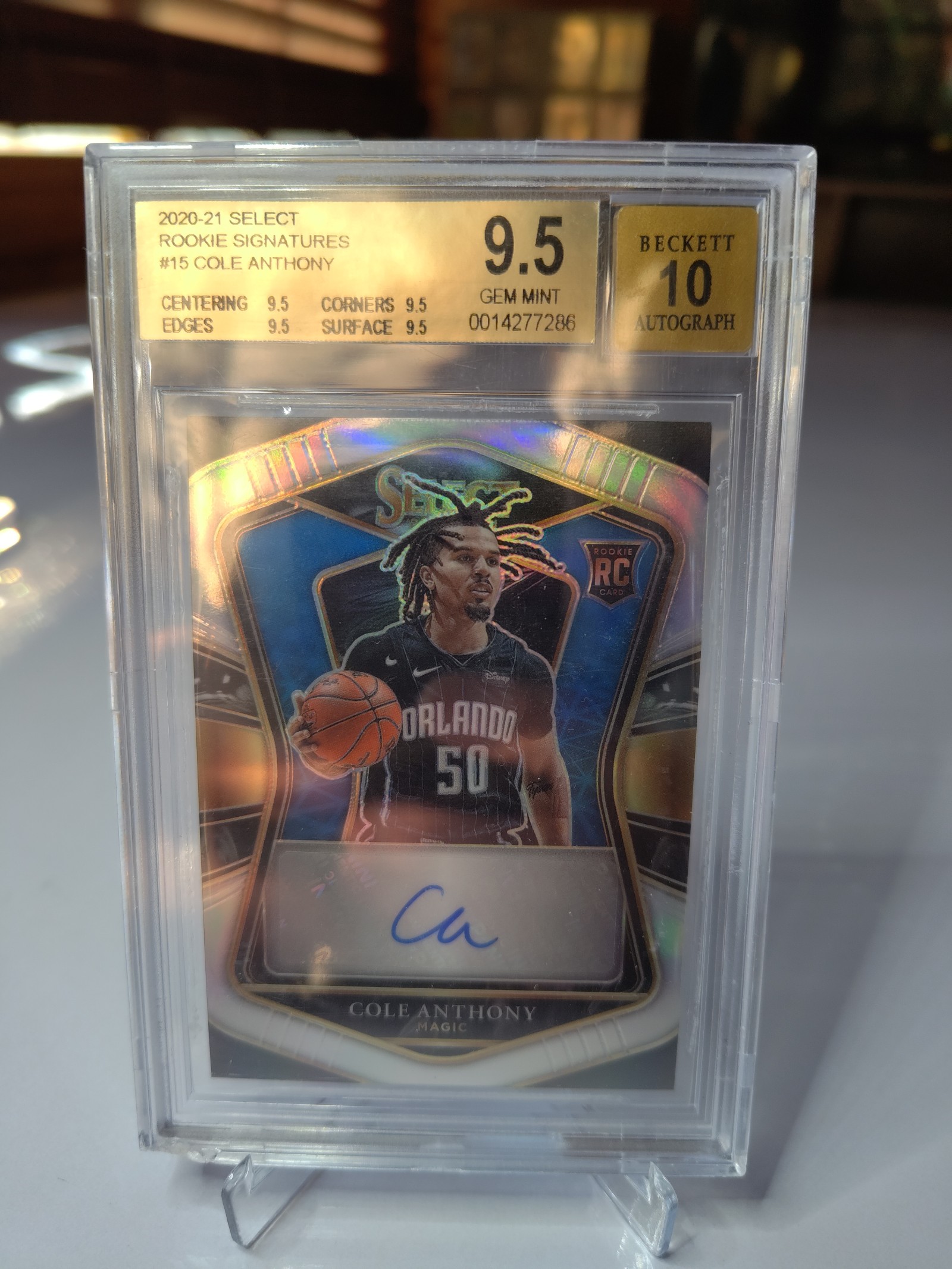 2020-21 Prizm Select - Cole Anthony RC Auto /249 - BGS 9.5/10