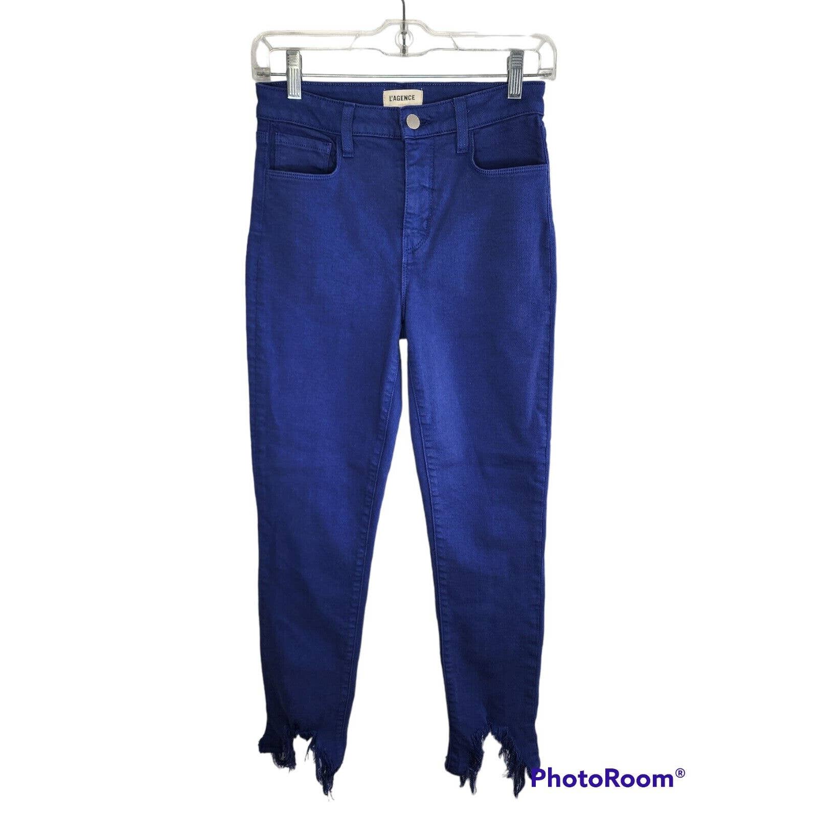 L'AGENCE Women's Purple Jeans Frayed Hem Skinny Stretch Size 25 NWT