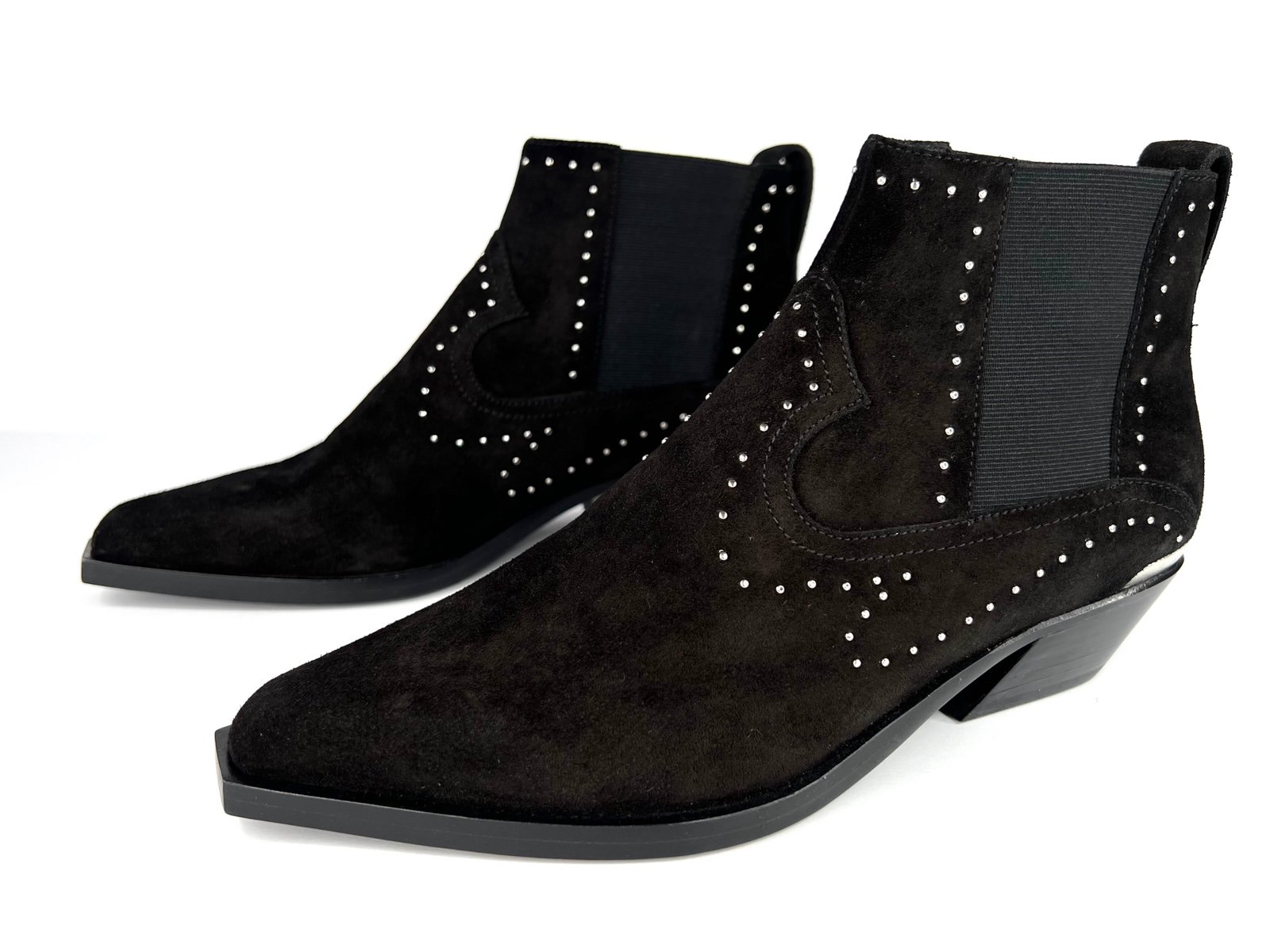 NIB 550 Rag & Bone Westin Black Suede Studded Chelse Ankle Boot Size EU 36
