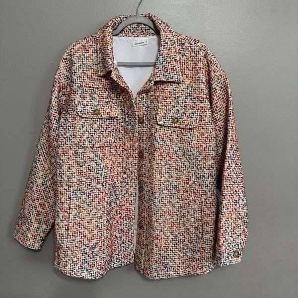 Andthewhy boutique Colorful gold woven tweed blazer size XL