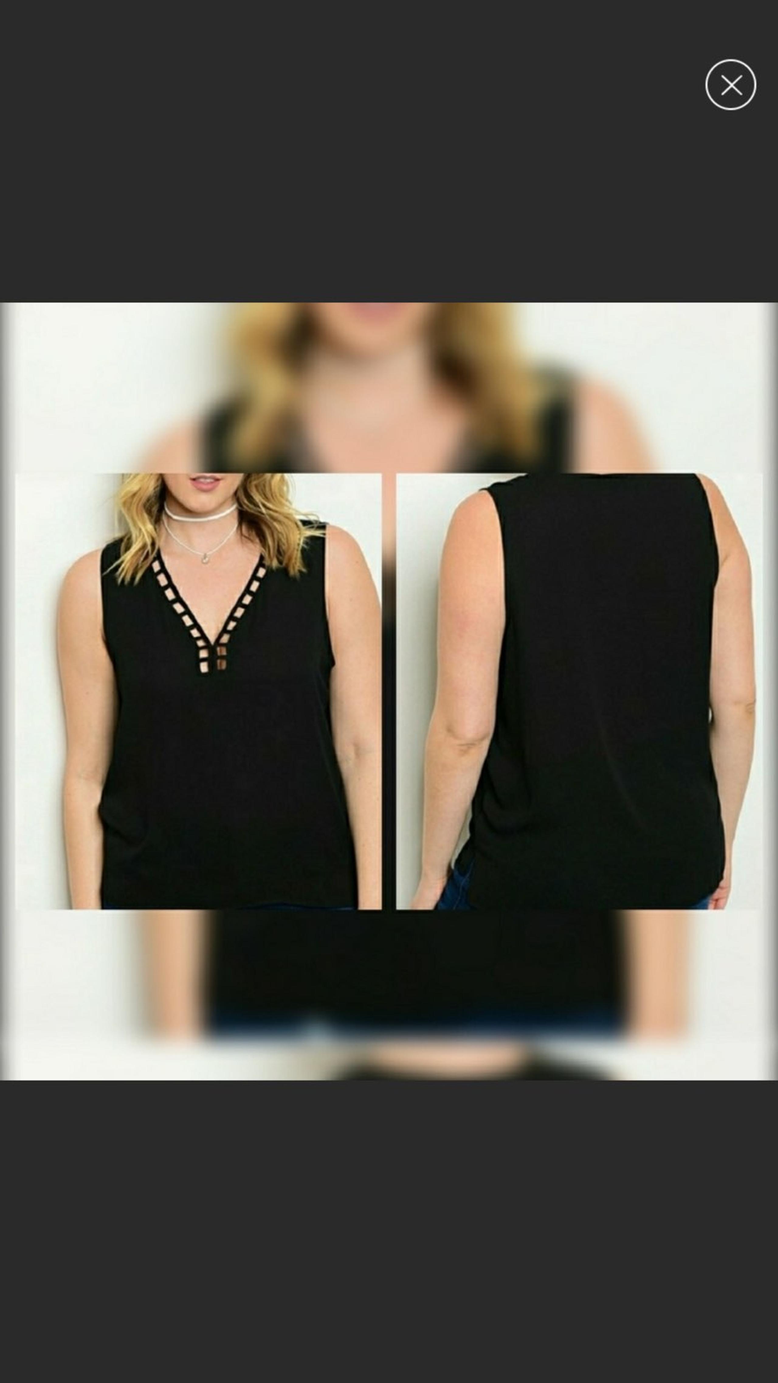 Black Cut Out V-neck Sleeveless Blouse