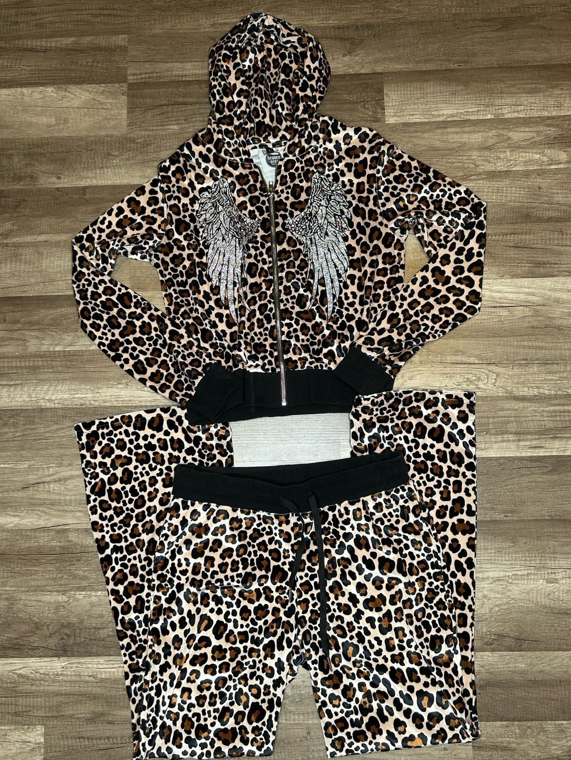 cheetah velour tracksuit