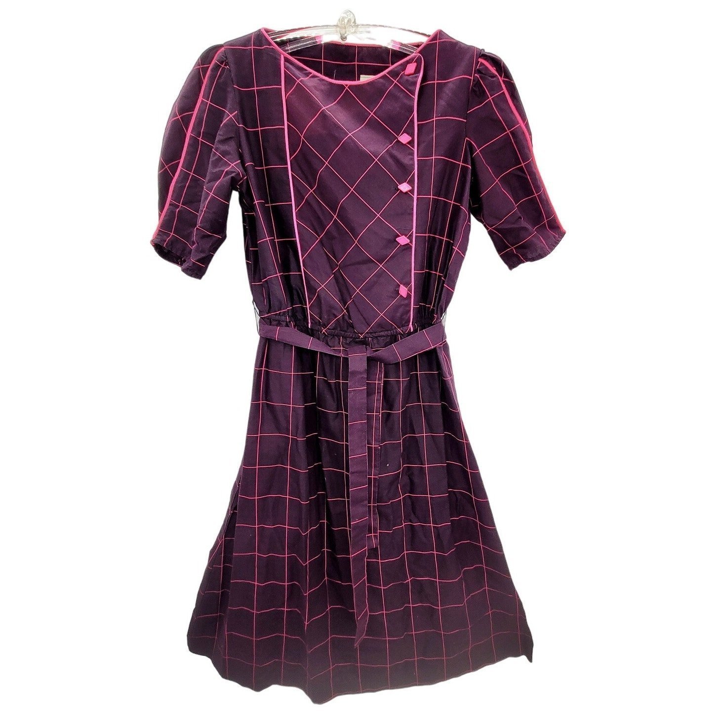 Another Goody Asymmetrical Button Up Short Sleeve Vintage Midi Fit n Flare Dress