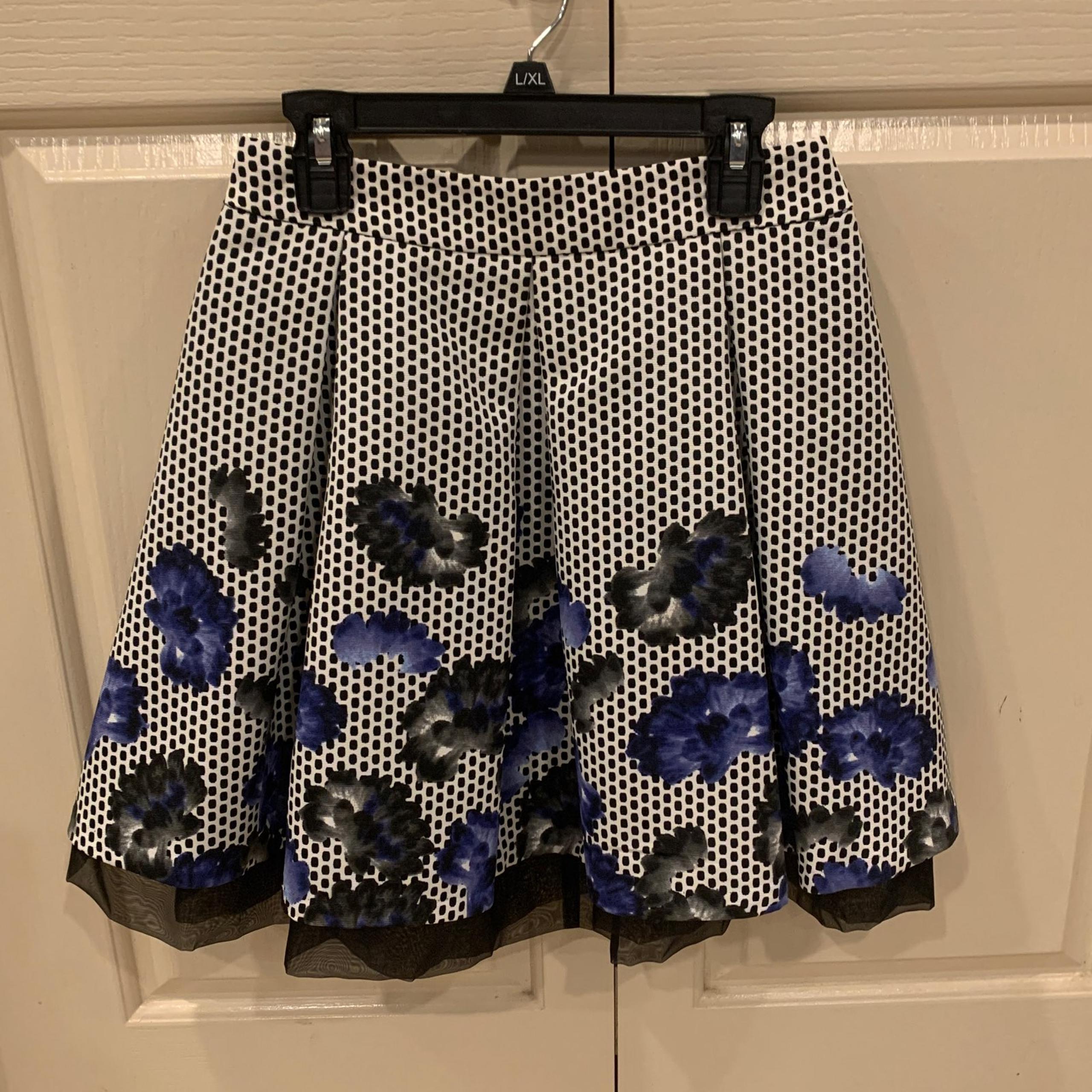 NWOT • Size 6 • Express | Dots & Floral Pleated A-line Full Skirt