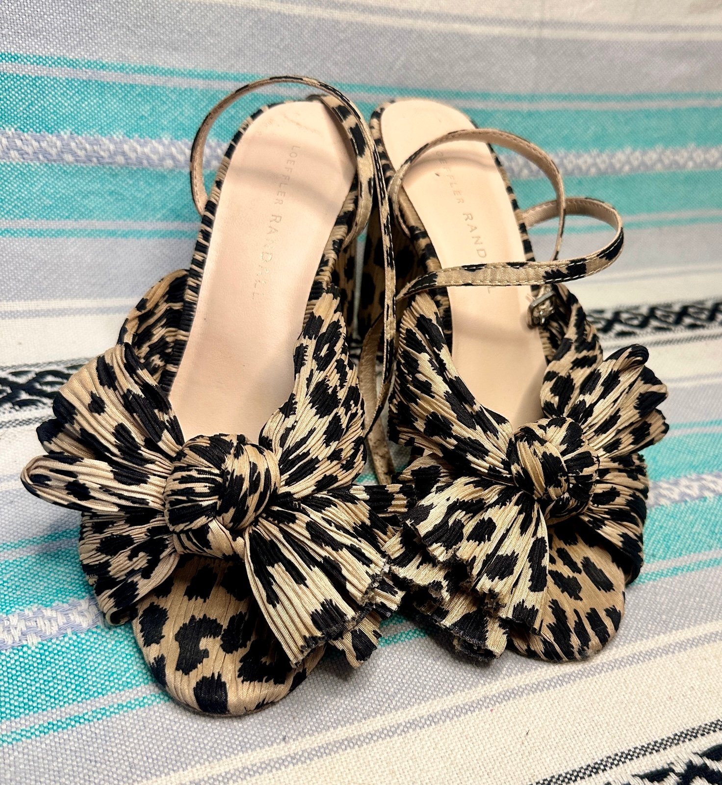 Loeffler Randal Penny Pleated Bow Sandals Size 6
