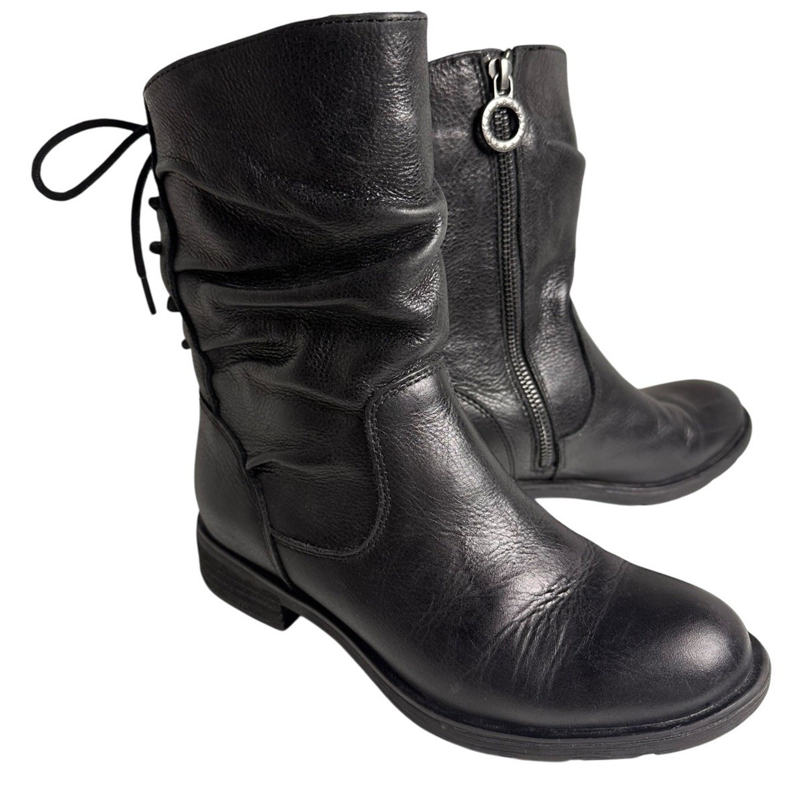 Sofft Womens Sharnell Low Festival Black Leather Moto Biker Weatherproof Sz 6 M