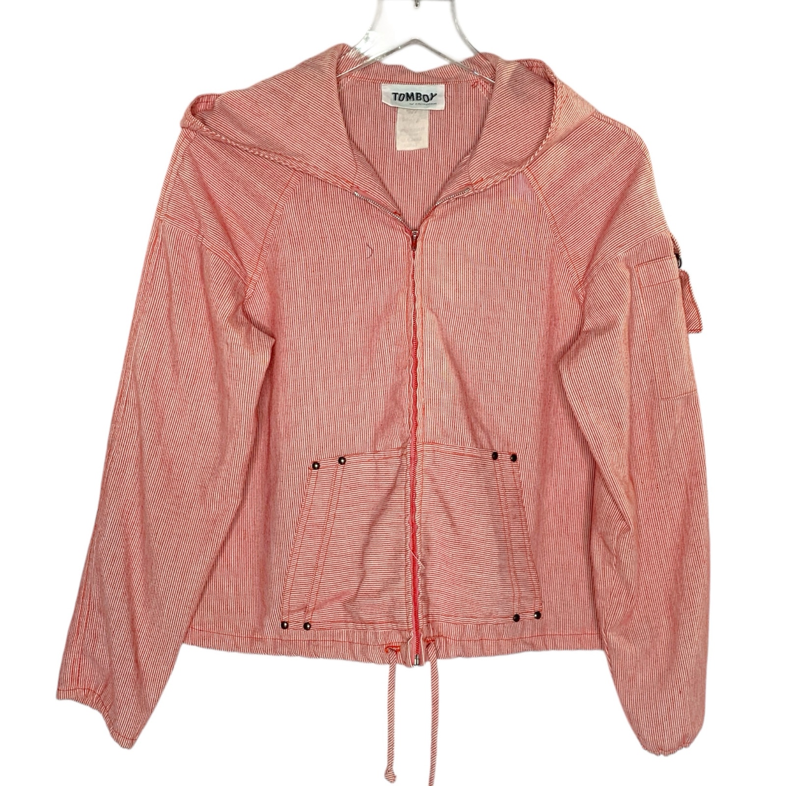 Tomboy of California S Vintage Full Zip Beach Hoodie Red Striped 60s 70s