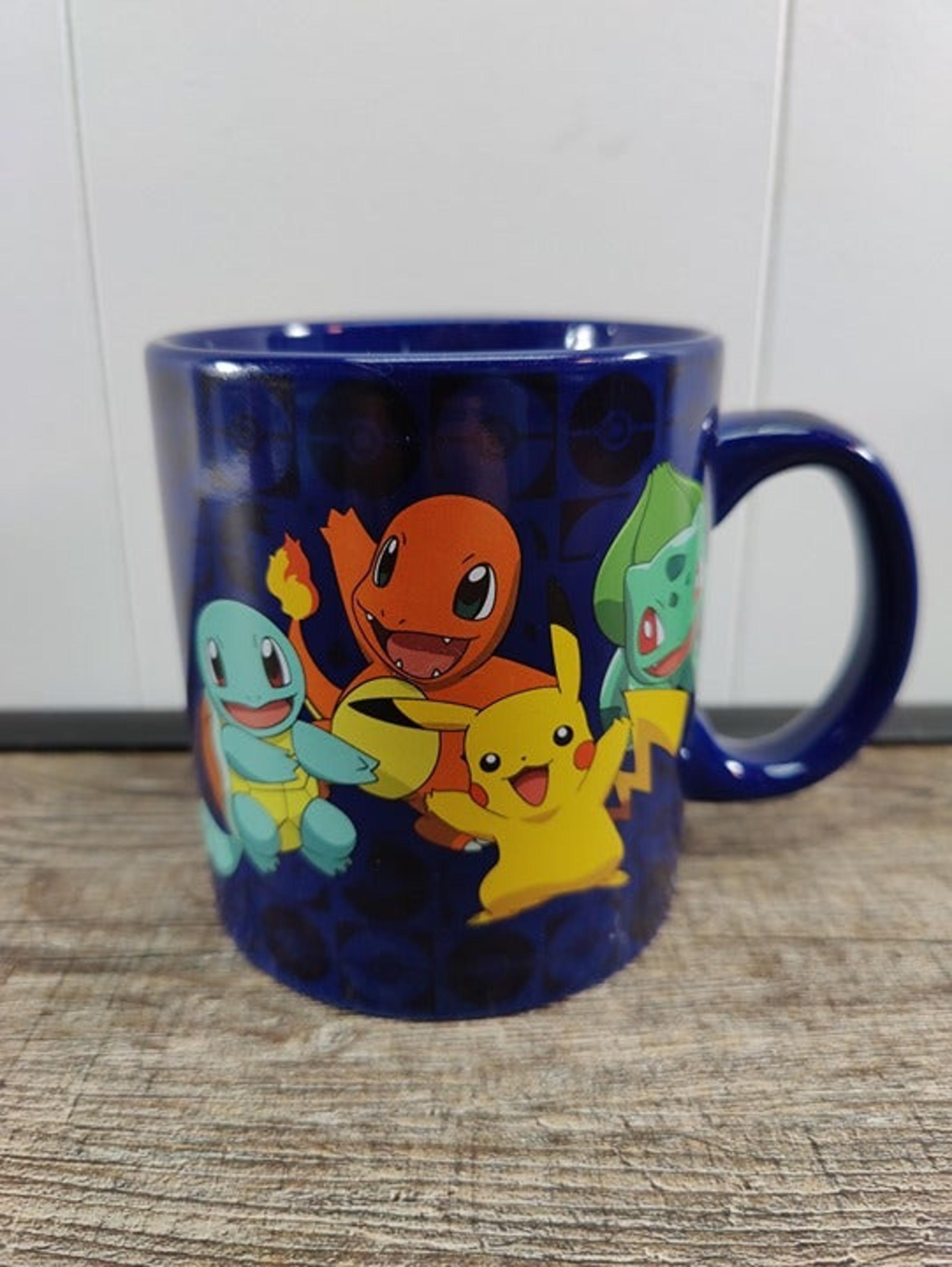 Pokémon Coffee Cup Mug Blue w/ Squirtle, Charmander, Pikachu, & Bulbasaur