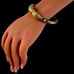 Black & Gold Chinese Cloisonne Bangle Bracelet w Double Serpent Reptile Heads