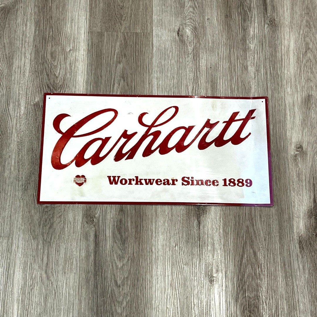 Vtg CARHARTT WORKWEAR SINCE 1889 Metal Tin Sign Advertising Embossed 24 x 12