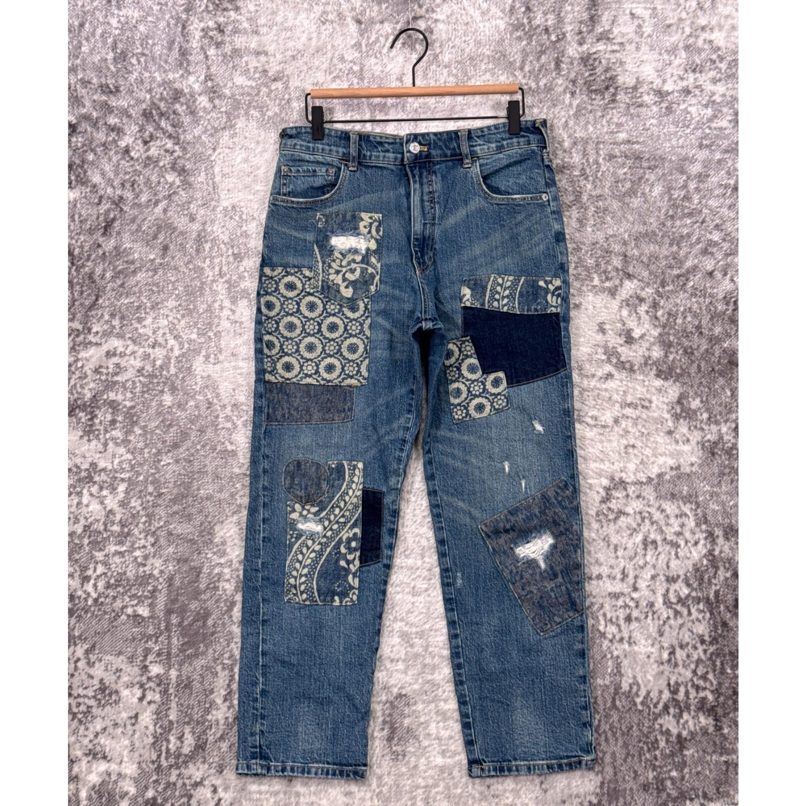 Pilcro Jeans 28 Womens Anthropologie Borrowed Boyfriend Patchwork Denim