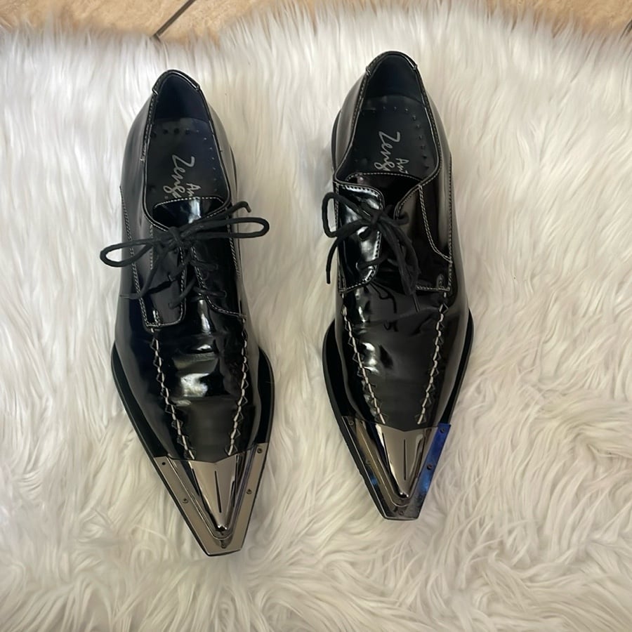Antonio Zengara Pointy Toe Silver Cap Toe Shoes