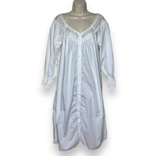 Vintage Victorias Secret Gold Label Long White Cotton Nightgown Women Small