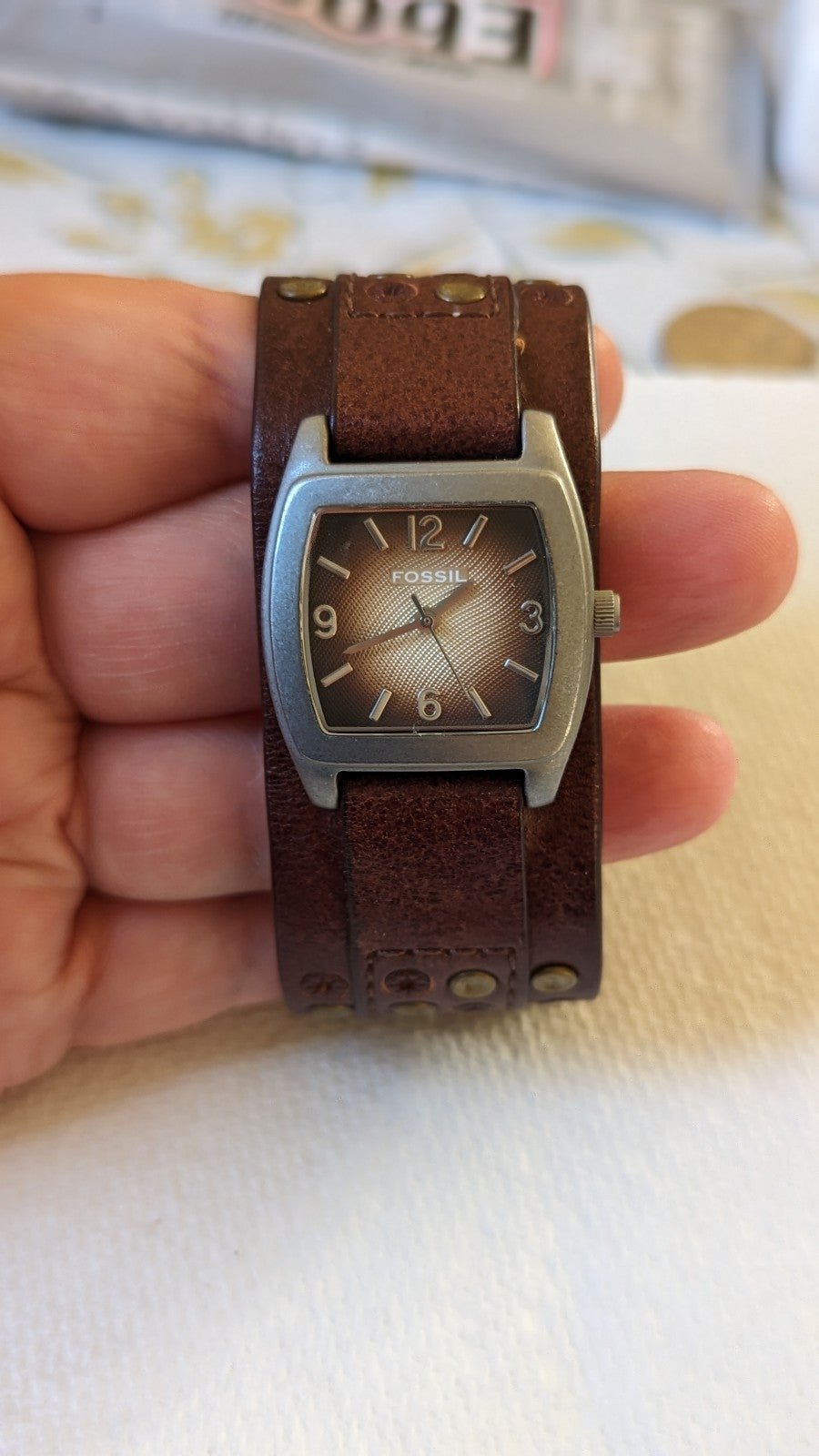 OBO Fossil Cuff Leather Watch Brown JR-9708 30mm