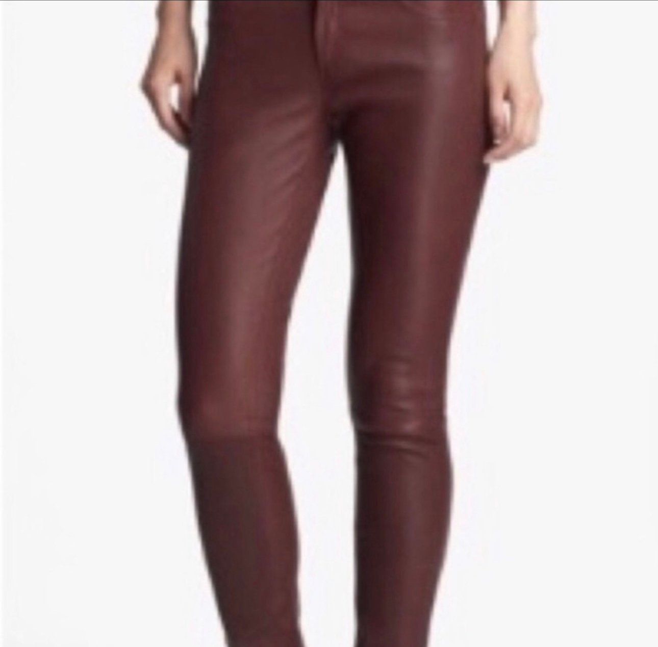 Haute Hippie Genuine Leather Lambskin Pants Burgundy