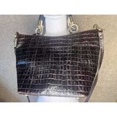 Brahmin Purse Brown Leather Crossbody Croc Expresso Medium Melbourne Alligator