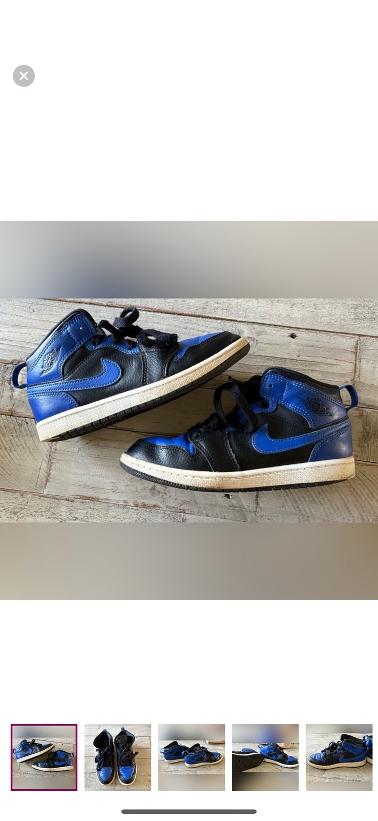 Kids Nike Air Jordan Black and Blue Basketball Shoes Sneakers Size 2Y