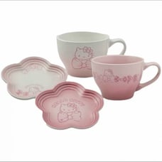 Le Creuset Sanrio Hello Kitty Mug Saucer set of 2 Pink White w/box