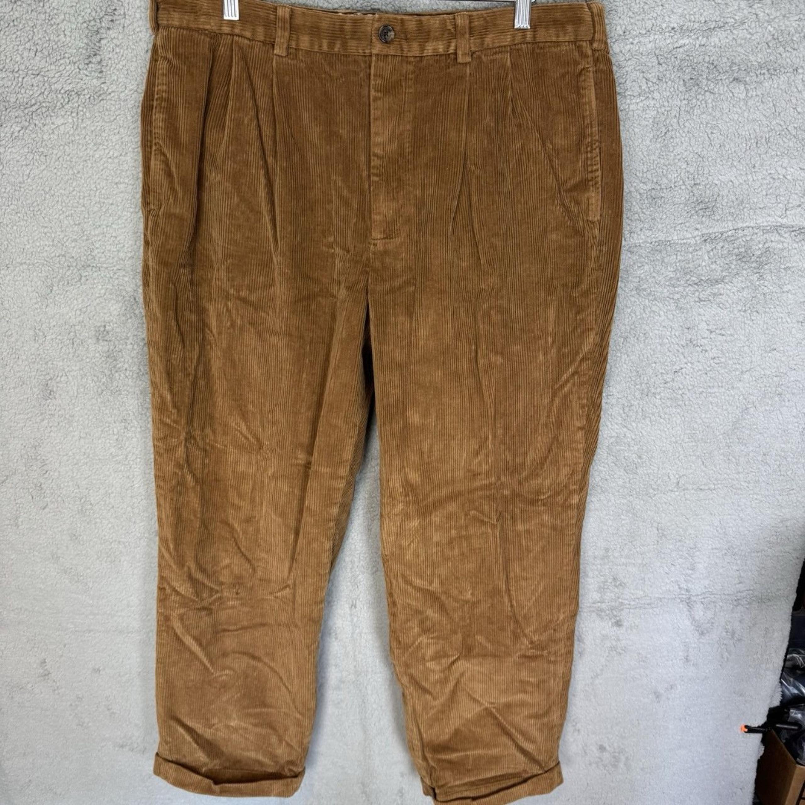 Brooks Brothers Pants Mens 40x32 Elliot Corduroy Brown Cuffed Pleated