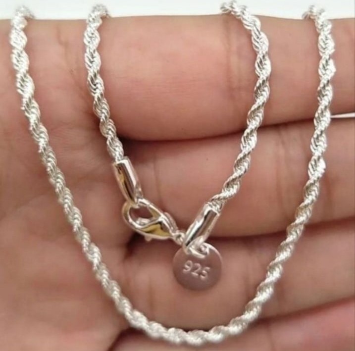 925 silver twist unisex necklace 26 inches