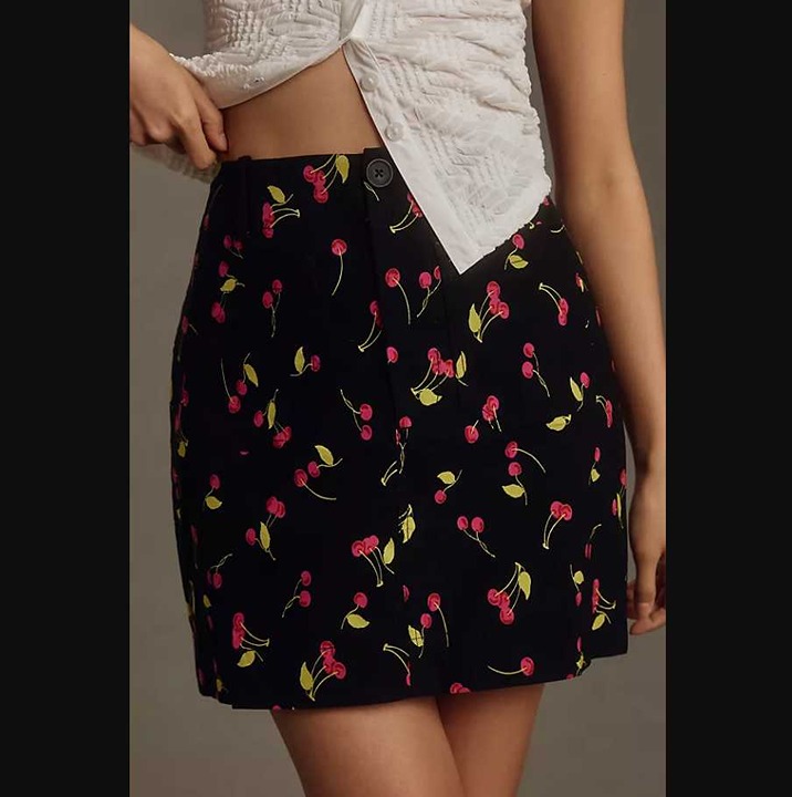 New women's XS Maeve x Anthropologie The Colette skirt mini edition Navy cherry