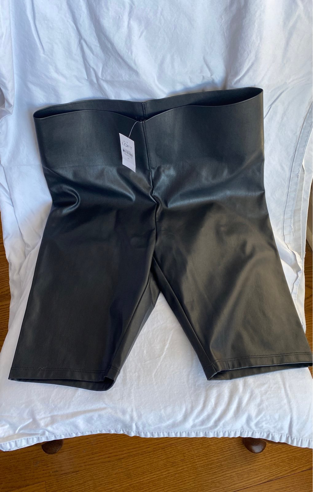 High Waisted New Black Leather Bike Shorts
