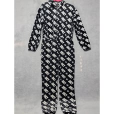 Juicy Couture Velour Hoodie Jumpsuit Size Medium Black White Y2K Lounge Travel
