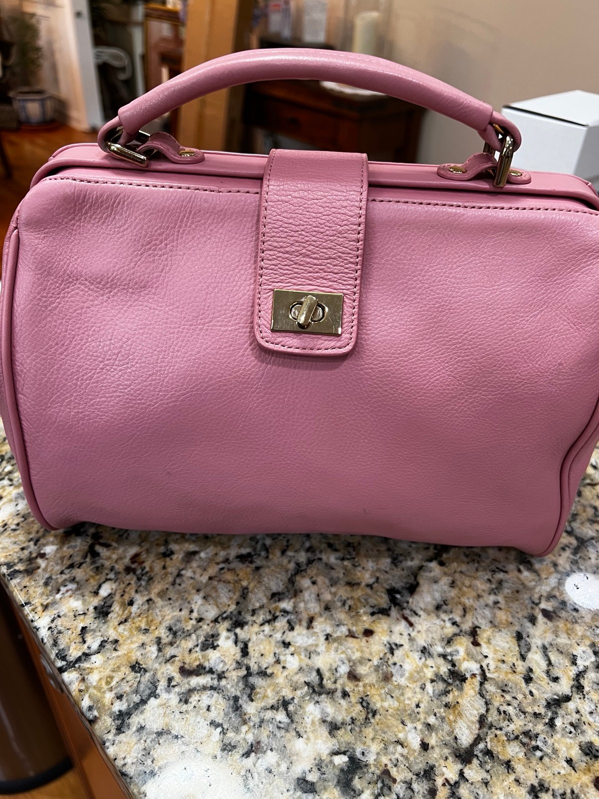 Pink Talbot crossbody, handled bag, Measures 8 x 13 x 4“