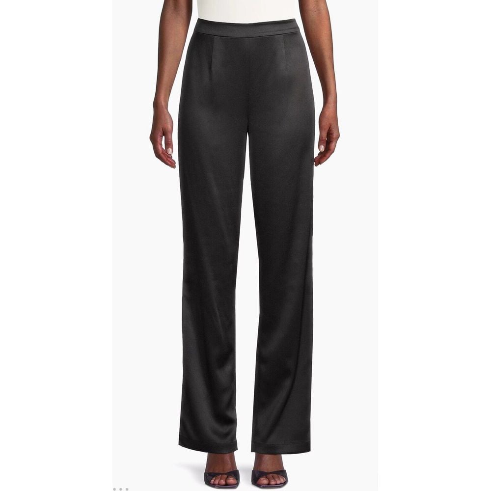 Misook Straight Leg Satin Pant Black XS