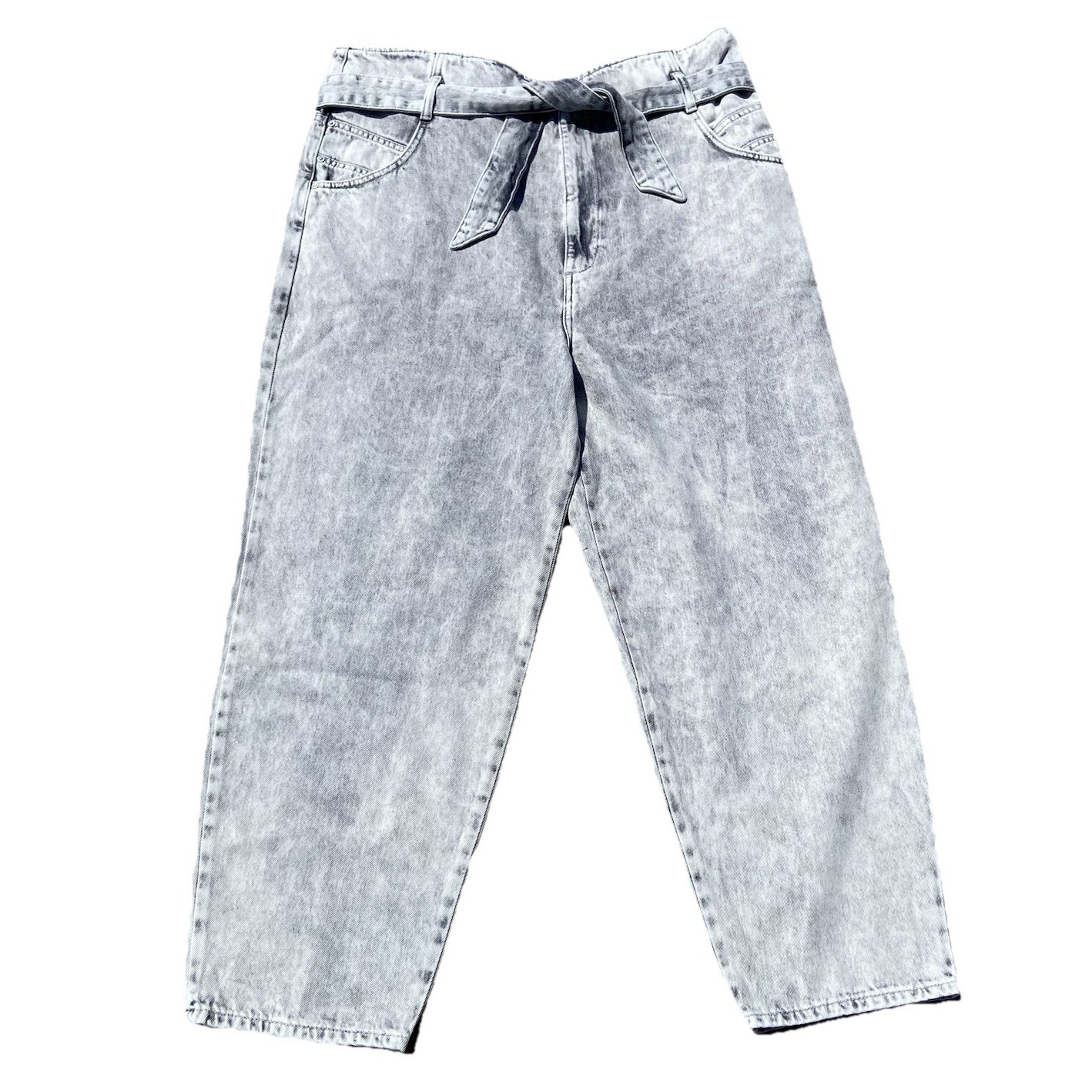 All Saints Sammy Paperbag Belted Tapered Jeans Size 12/40x27 High Rise Baggy