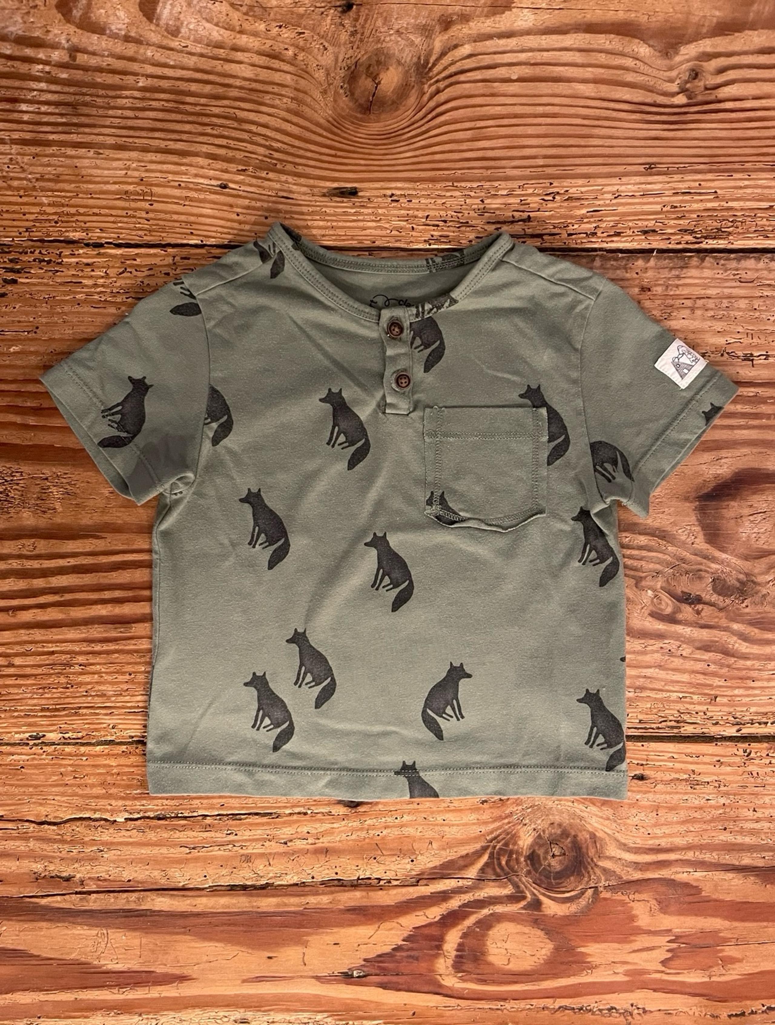 Green Black Fix Print Henley Baby Shirt- 18 months