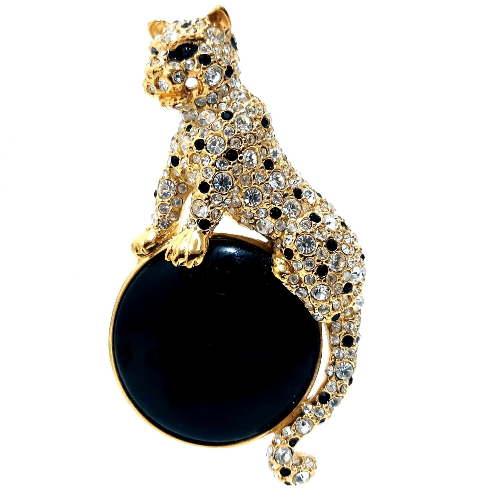 Butler Leopard Cat Rhinestone Brooch Pin