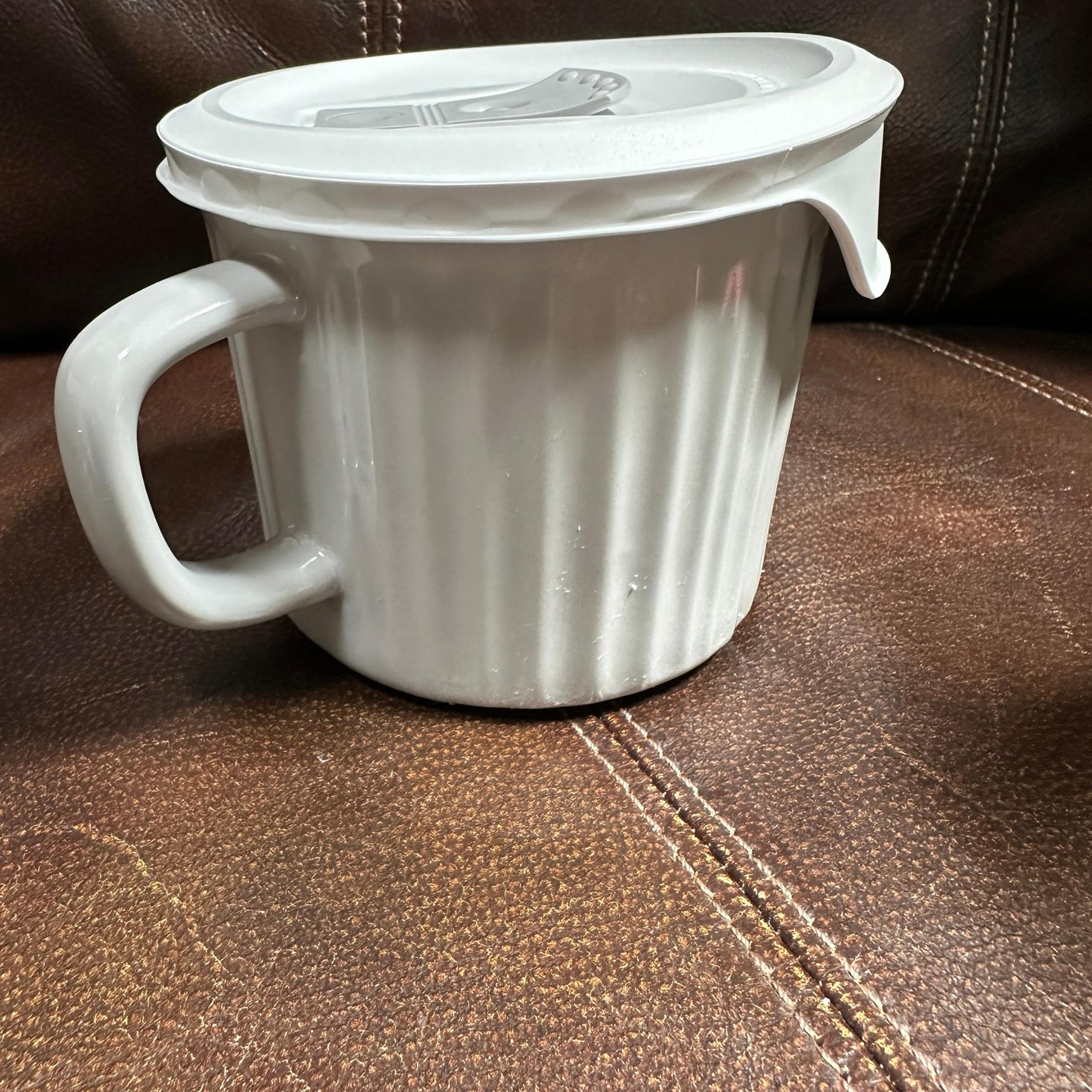 CORNING WARE GRAY 20 OZ MICROWAVE SOUP  CUP MUG W/ VENTED LID