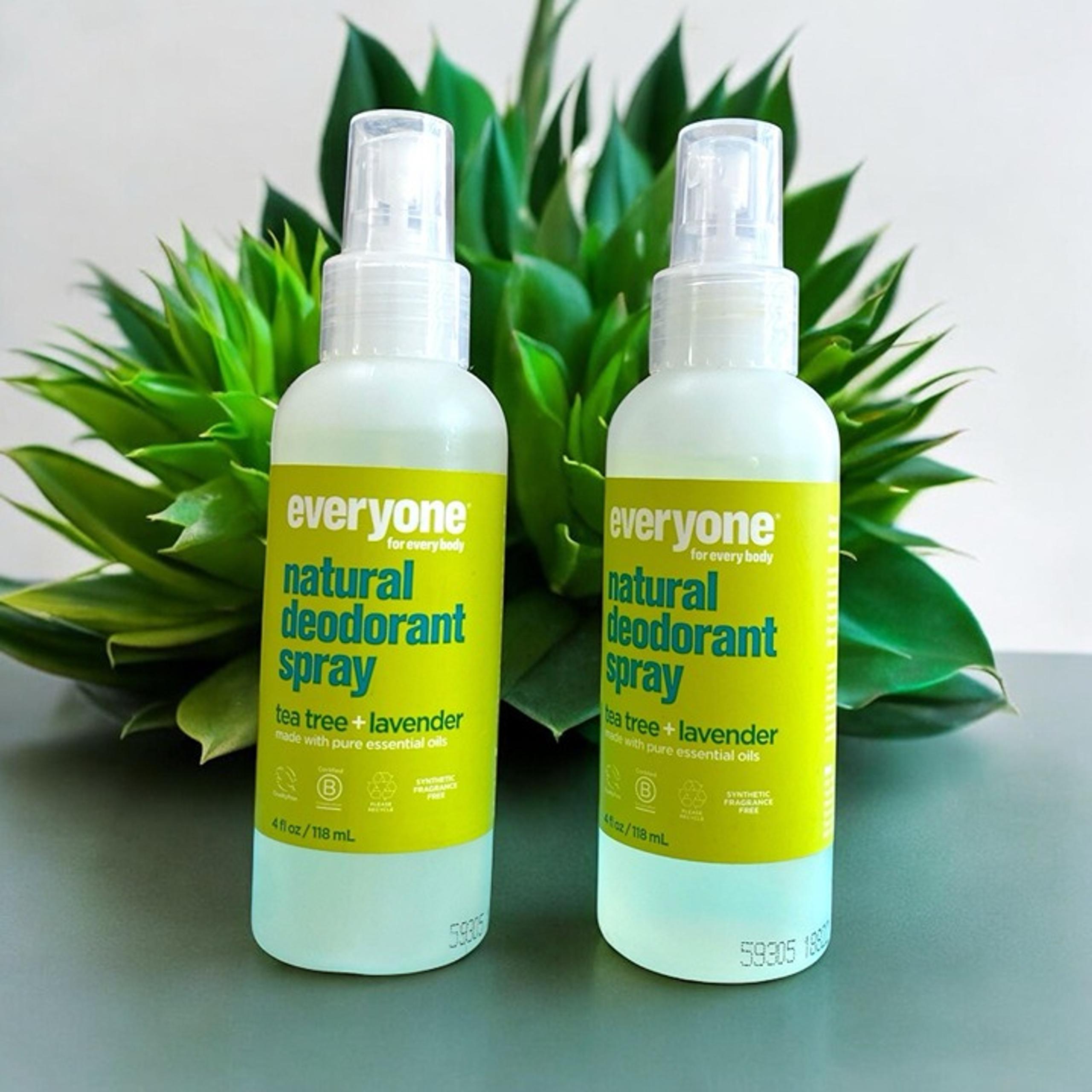 Everyone for Everybody Natural Deodorant Spray Tea Tree Lavender 4 oz, Lot of 2