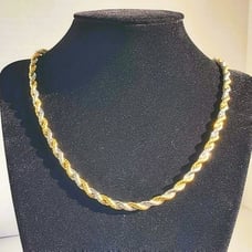 18K Gold Womens Diamond Cut Rope Chain Necklace Two Tone Silver Jewelry 20 18 K