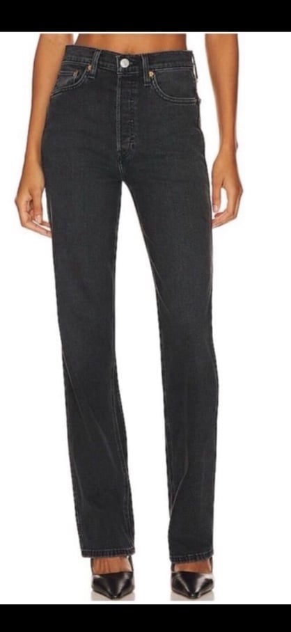 RE/DONE 90S High Rise Loose Jeans Noir OP Dark Denim Size 27 RE DONE