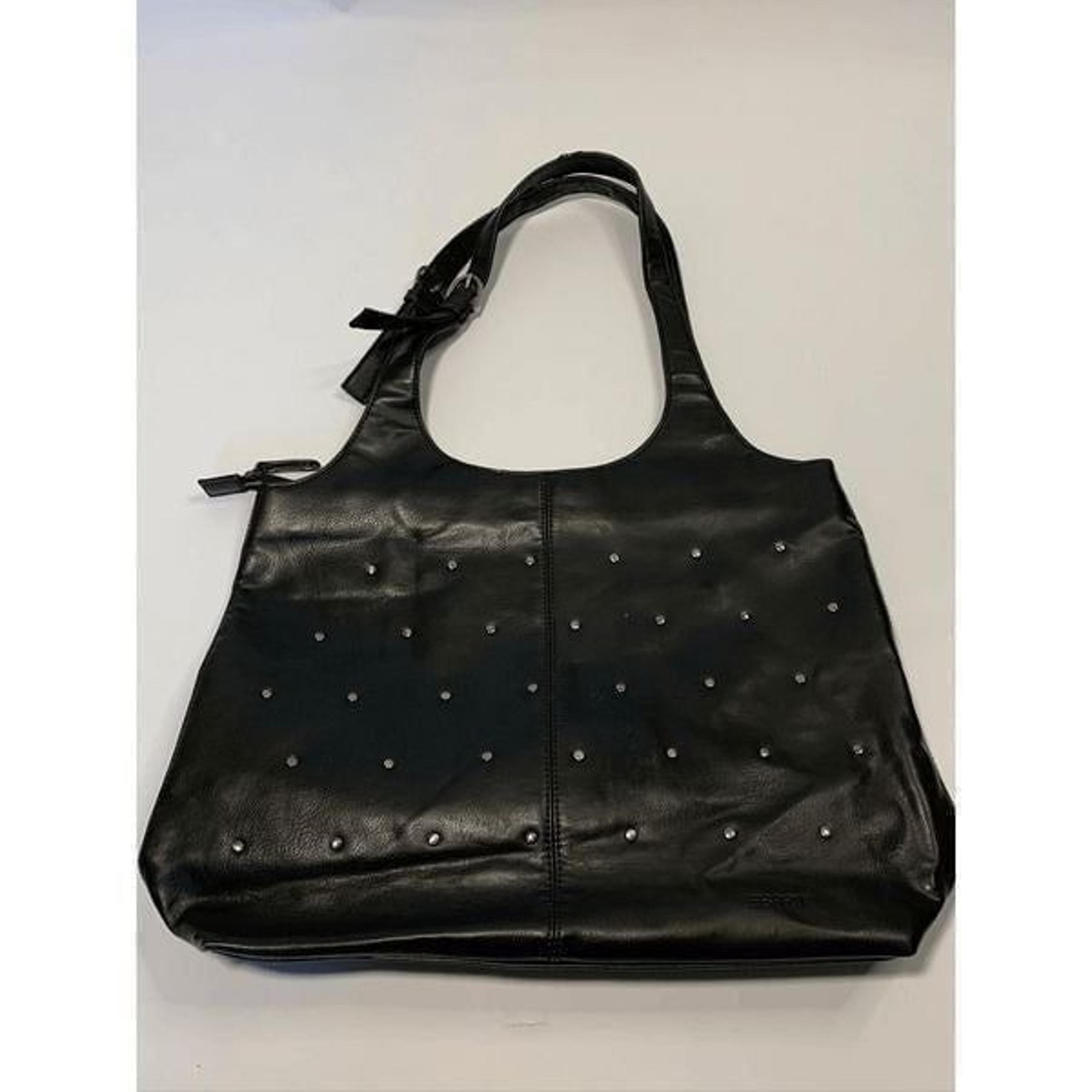Esprit Women's Hobo Shoulder Studded Elegant Bag Black Vinyl Size 12x15''