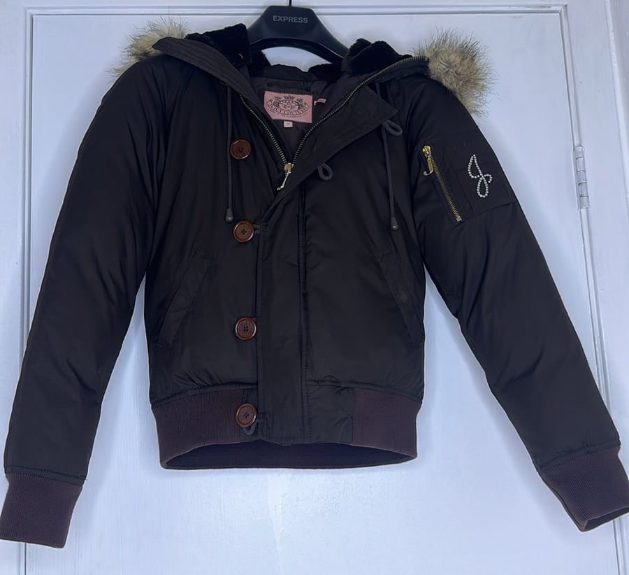 Juicy Couture Vintage Puffer Coat, Dark brown, Size Small