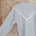 Vintage Rebecca Stone Blue Pearl Beaded Ribbon Cable Knit Sweater Large Chunky