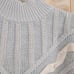 Vintage Rebecca Stone Blue Pearl Beaded Ribbon Cable Knit Sweater Large Chunky