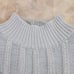 Vintage Rebecca Stone Blue Pearl Beaded Ribbon Cable Knit Sweater Large Chunky
