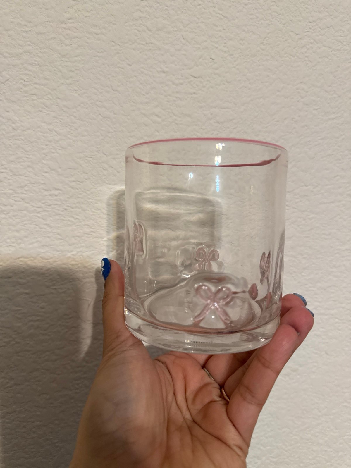Pink Bow set of 4 Glass