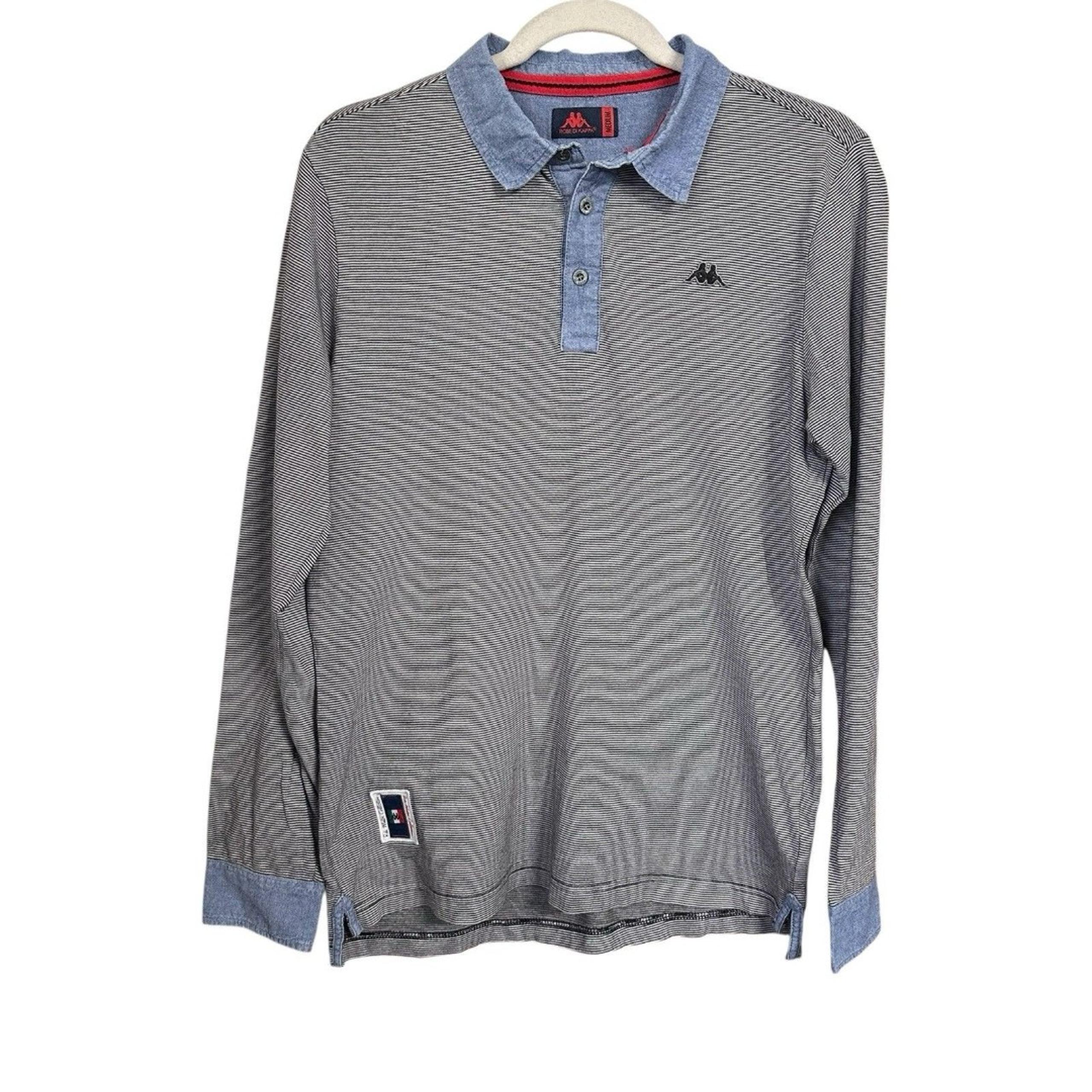 Robe Di Kappa Mens Sz M Polo Shirt Striped Long Sleeve Collared 100% Cotton