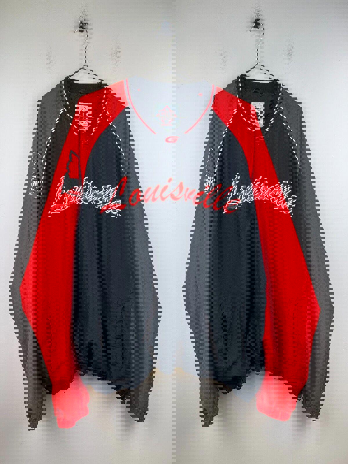 Vintage Louisville Cardinals Jacket Mens Xl Black 58 Sports Pullover Y2K