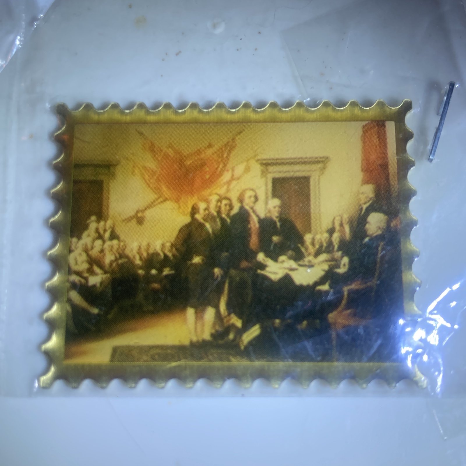 Metal Collectible Stamp Signing Of The Declaration Of Independence