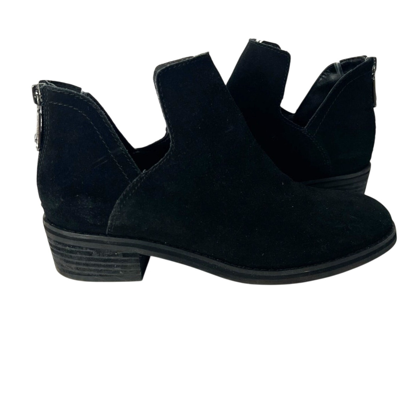 Blondo Women's Suede Leather Waterproof Cutout Ankle Bootie Black Size 8.5M