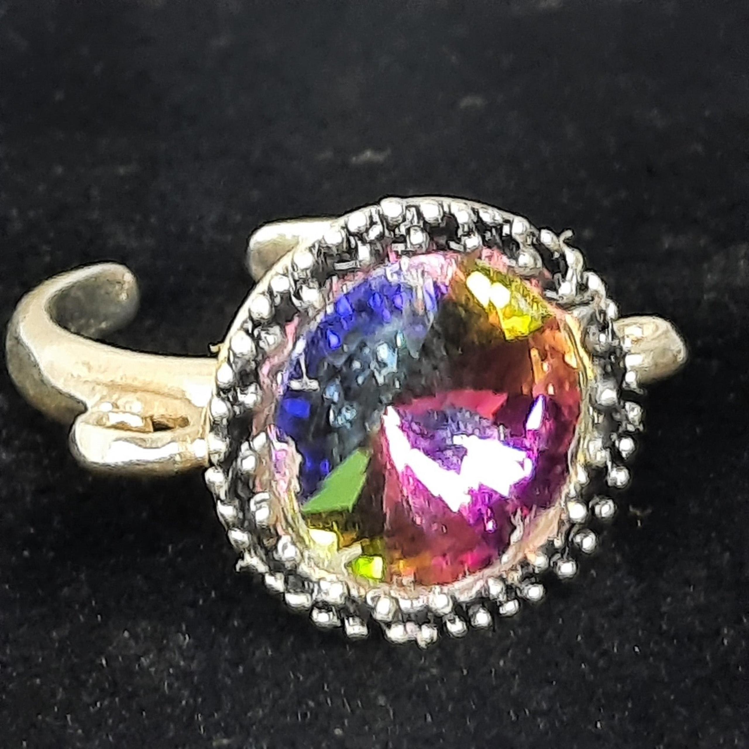 Vintage watermelon rainbow stone open ring A01