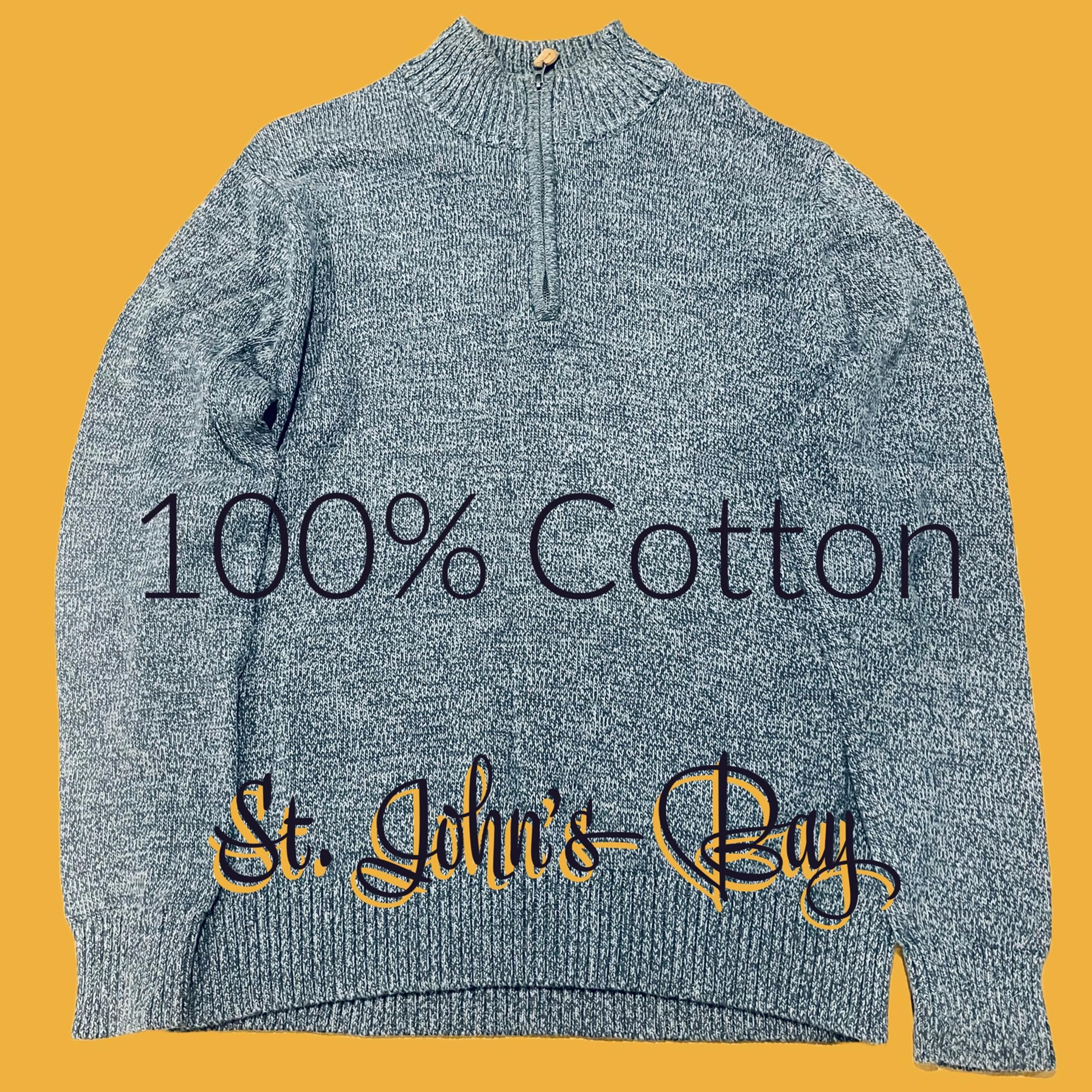 St. John’s Bay Grey Blue Zip Pullover Sweater XL